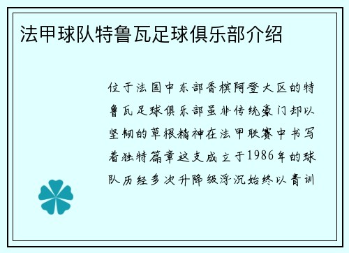 法甲球队特鲁瓦足球俱乐部介绍